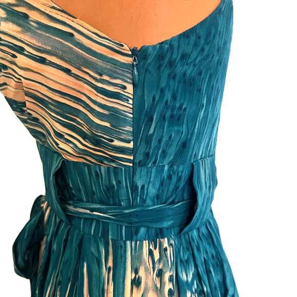 Anthropologie $168 LIL Caballo Falls Silk Dress Teal Blue Size 4 Flattering Fit - Picture 7 of 9